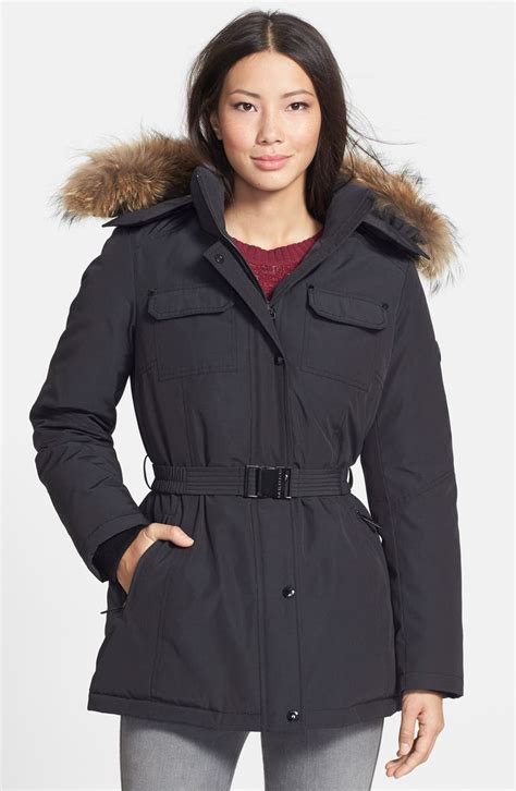 michael michael kors faux fur-trim belted parka|Amazon.com: Michael Kors Parka.